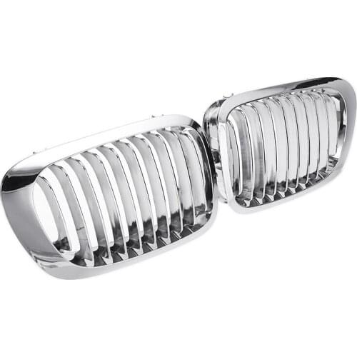 1 Pair ABS Silver Front Kidney Grilles Grill Cover Racing Grilles Car Accessories for BMW 3 Series E46 Coupe Cabrio M3 1998-2002