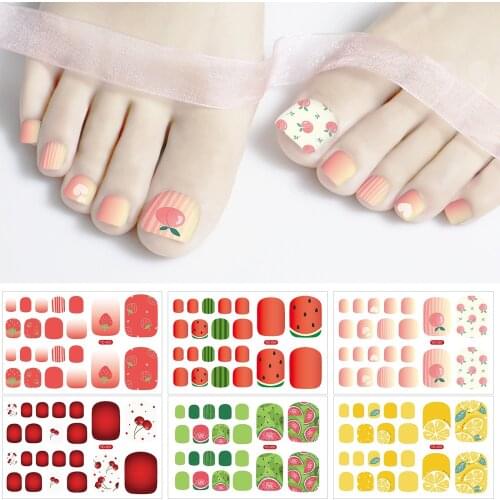 22 Tips Solid Color Toenail Sticker Full Toe Nail Wraps Art Stickers Self-adhesive False Nail Design Manicure for Women Girls