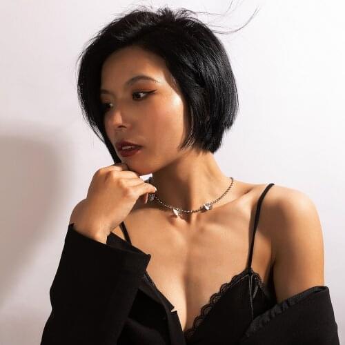 HuangTang Boho Butterfly Pendant Choker Necklace for Women Girls Trendy Silver Color Necklace Fashion Jewelry Party Gift 19083