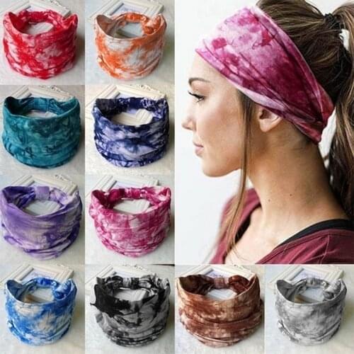 Tie Dye Boho Wide Cotton Stretch Women Fashion Hair Accessories Turban Headwear Bandage Hair Bands Bandana Headpiece