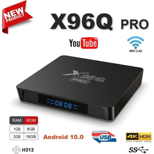 X96Q PRO Android 10.0 Smart TV Box 2.4G Wifi H313 Quad Core 1G 8G 2GB 16GB 1080P Media Player X96Q 4K Smart Set Top Box