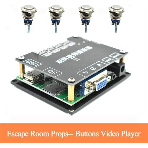 Escape Room Props Hd Video Player Press 4 Buttons To Play 4 Different Videos With VGA ,SD Card ,USB Interface Support For Videos