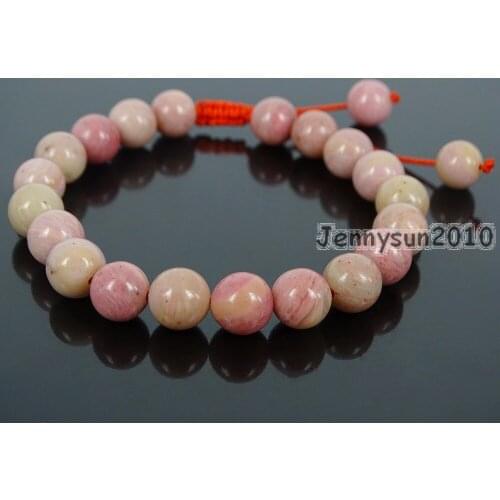 Handmade 8mm Adjustable Natural Rhodochrosite Gems Stone Round Beads Bracelet Healing Reiki 5 Strands/Pack