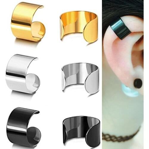 2pcs Stainless Steel Clip Earrings U Shaped Ear Cuff Clip On Helix Cartilage Earring Fake Ear Clip No Piercing Ear Studs