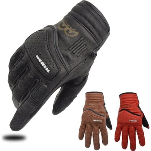 Vintage Leather Motorcycle Glove Women Men Moto Racing Guantes Urban Retro Short Motorbike Black Protective Biker Summer Gloves