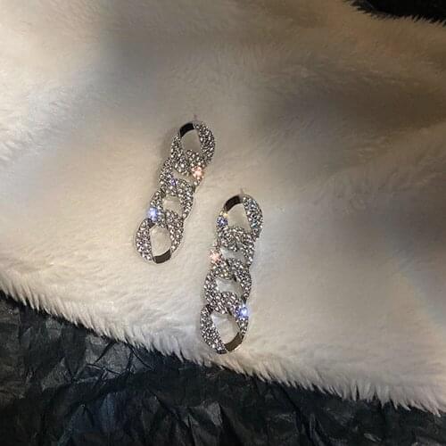 925 Silver Needle Diamond-encrusted Chain Earrings Fashion Personality Danglers Birthday Valentines Day Gift Accessories