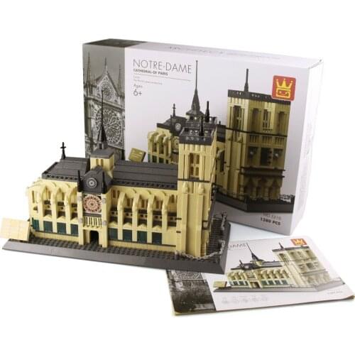 Wange World Famous Building 1380pcs Notre Dame de Paris Building Blocks Model Toys Educational brinquedos Gift for Children 5210