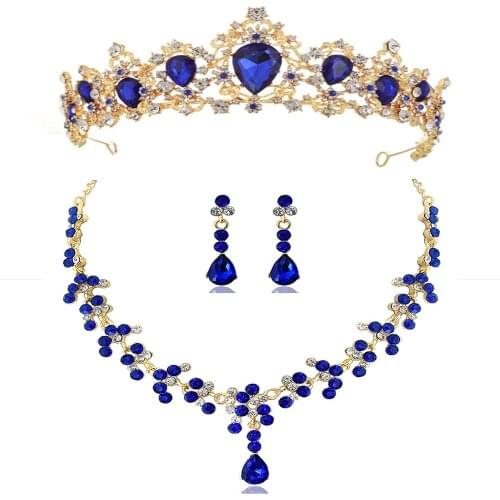 KMVEXO Crystal Bridal Jewelry Sets Necklaces Earrings Tiaras Sets African Beads Jewelry Sets Party Wedding Engagement Jewelry