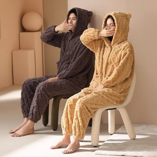 Women Winter Quilted Cotton Flannel Pajama Set Female Lively Cute Thick Warm Loose Homewear Men Pyjamas Suit Clothes Plus Size