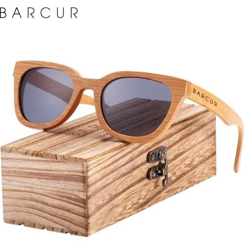 BARCUR Design Cat Eye Style Natural Wood Sunglasses Fashion Women Polarized Men Sun Glasses UV400 Protection