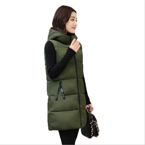Fashion Print Letter Autumn Winter Womens Vest 2018New Arrival Down Cotton Women Waistcoat Medium-Long Hooded Vest Mujer Q754