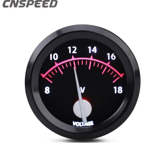2" 52mm Universal Car Auto Voltmeter Volt Gauges 12v Racing Pointer Volt Meter 8~18v With Black Shell Red Led
