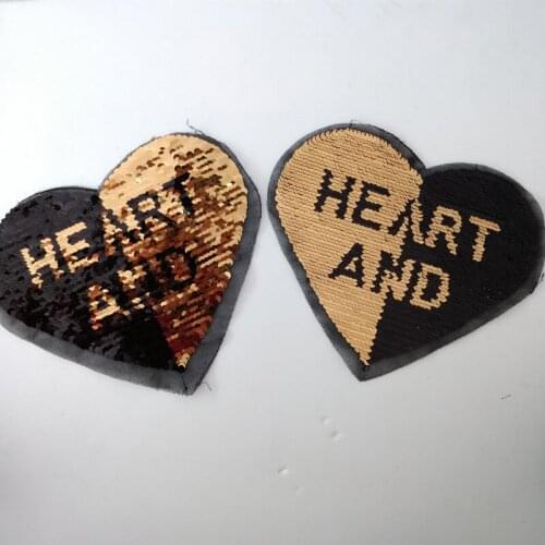 20pcs Sew On Patches For Clothing Reversible Sequined Glitter Patch Heart parches bordados Jacket Jeans Dress Patchwork Applique