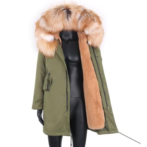 2021 Real Fox Fur Coat Parka Warm Thick Winter Jacket Real Fur Coat Man Long Clothing Fashion Clothing Streetwear Removable
