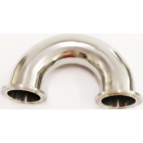 45mm O/D 304 Stainless Steel Sanitary Ferrule 180 Degree Elbow Pipe Fitting Tri Clamp