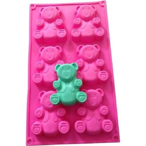 6 Cute Bear 3D Silicone Cake Baking Tray Cake Pan Muffin Cup Handmade Soap Mould Biscuit Ice Cream Chocolate DIY Mold
