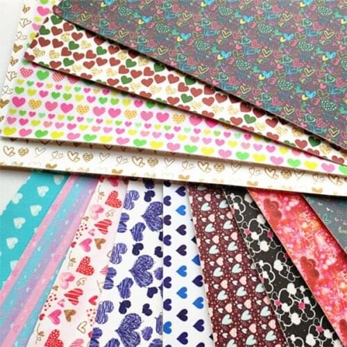 Free shipping 20*33cm A4 heart Valentines Day print synthetic leather fabric for DIY accessories BHY943