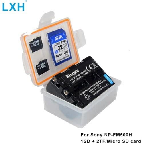 LXH Camera Battery Case Waterproof SD TF MSD Card Storage Box For Sony NP-FM500H Battery For Sony A200 A300 A350 A450 A500 A550