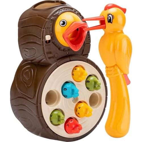 Wooden Montessori Toys For Toddlers Brain Early Education Toy Puzzle Blocks Plastic Game Kids Learning Woodpecker Game Toys