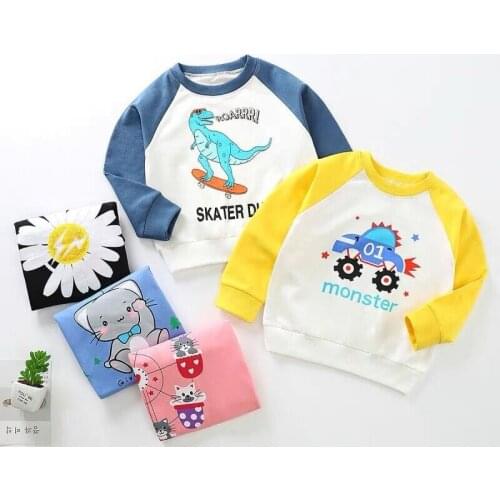 Childrens Hooded Sweater 2021 New Autumn And Spring Baby Boys Girls Tops Loose Cartoon Jacket Kids Bottoming Shirt