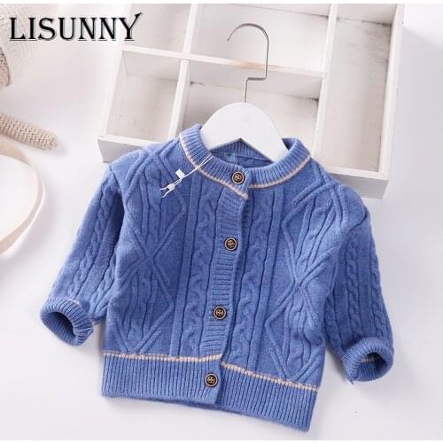 Children Knitted Cardigan Boy Sweater 2021 Spring Autumn New O-neck Baby Sweaters Kids Baby Clothes Toddler Solid Coat 0-5y