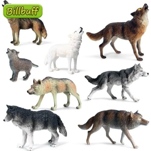 DIY Wild Life Static Model Wolf Animals Wolf Howling Wolf PVC Action Figures Cute Model Educational Collection Toy for Children