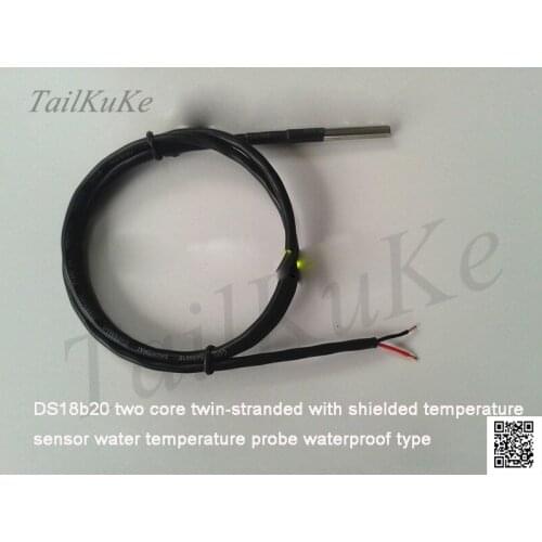 DS18b20 two core twin-stranded with shielded temperature sensor water temperature probe waterproof type Air conditioner resisten