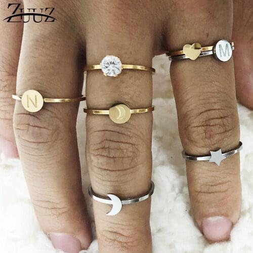Heart letter ring stainless steel jewelry ringen for accessories gold finger ring set jewellery female ring for women