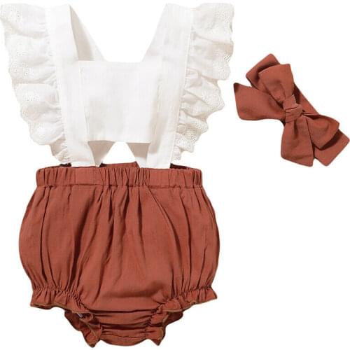 New Toddler Baby Kid Girl Sleeveless Ruffles Rompers Jumpsuits Cotton Outfits