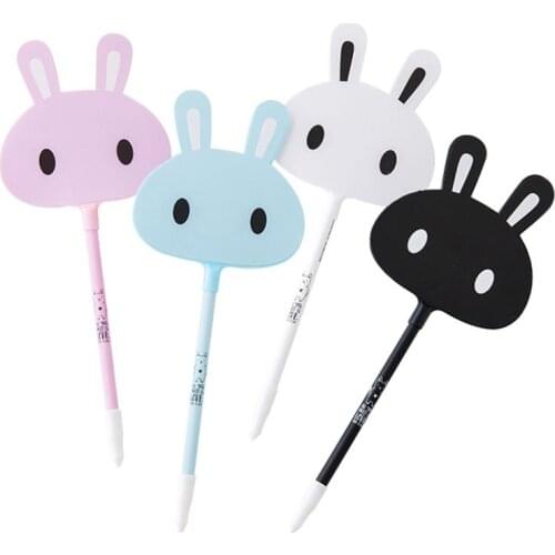 2pc Kawaii Gel Pen Adorable Rabbit Fan Style Creative Pen Styling Black Ink Signature Gel Pen Office School Supplies Stationery