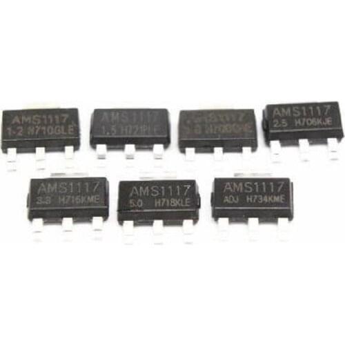 70pcs AMS1117 Voltage Regulator Kit 1.2V/1.5V/1.8V/2.5V/3.3V/5.0V/ADJ 1117 7 values Each 10PCS