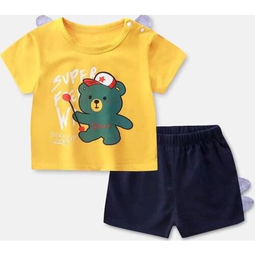 Summer Short Sleeve Shorts Set Children Cotton Short Sleeve T-shirt Two Piece Babys Clothes 0-4 Years Old Clothing Set