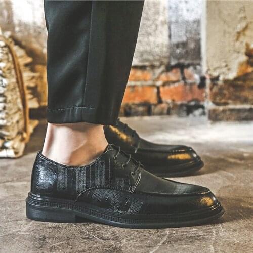 Misalwa Formal Mens Shoes Spring Summer New Mens Brogue Business Casual Shoes Lace-up Youth Fashion Dress Shoes