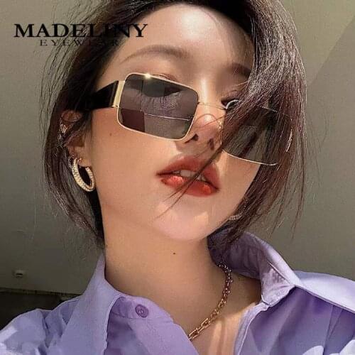 MADELINY Fashion Brand Sunglasses Women Luxury Retro Square Sun Glasses Men Steampunk Rectangle Metal Punk Eyewear Male MA451