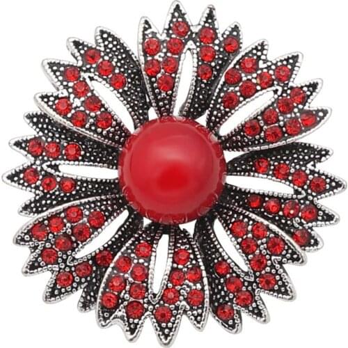 Fashion beauty Elegant Rhinestone Pearls Flower 38MM metal snap buttons charms fit DIY 18mm snap jewelry wholesale kz3325