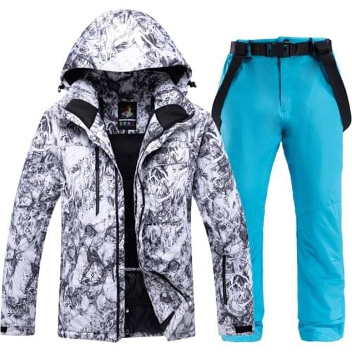 Men Ski Suit Thickening Super Warm Jackets Snow Pants Suit Male Snowboarding Clothes Sets -30 Degree Skiing Jackets Pants Winter