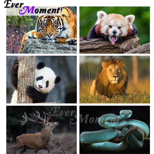 Ever Moment Diamond Painting Mosaic Cross Stitch Kits Rhinestone Picture Home Decor Animal Protection Tiger Snake Lion ASF2353