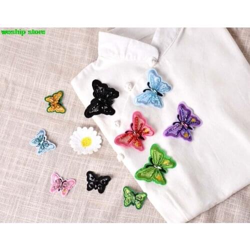 New High-quality Embroidery Hand beading patch butterfly applique by sew-on