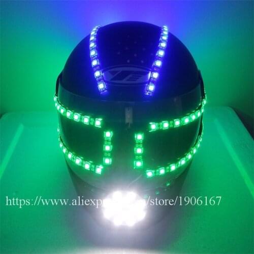 New Design LED Luminous Robot Helmet Led Halloween Christmas Party Headwear For Dancing Bar DJ Club