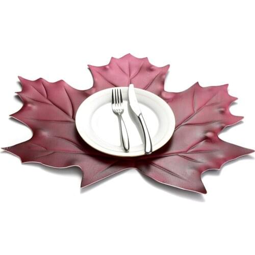 New Kitchen Placemat Artificial Leaves Pvc Dining Table Mat Maple Pads Bowl Pad Coasters Waterproof Home Table Decor Pad