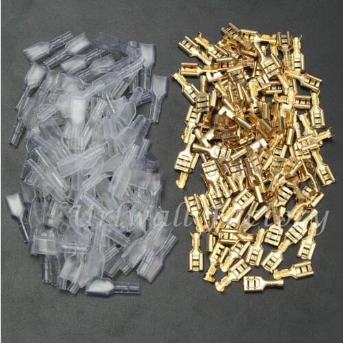 200PCS Female Spade Crimp Terminals Electrical Insulating Sleeve Wire Wrap Connector Kit for 22-16 AWG 0.5mm2-1.5mm2