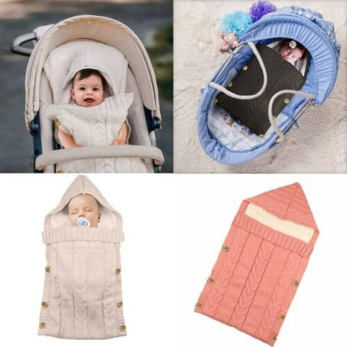 Citgeett Solid Newborn Baby Blanket Lovely Knit Warm Swaddle Wrap Unisex Kids Sleeping Bag