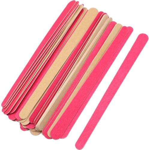 50PCS Straight Wooden Nail File Buffer Para Unhas 180/240 Buffing Block Acrylic Lime A ongle Pink Disposable Sandpaper Files
