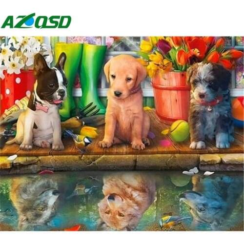 AZQSD Coloring Picture By Numbers Dog Handicrafts Home Decor Diy Gift Painting By Numbers Adults Animal Acrylic Paint On Canvas