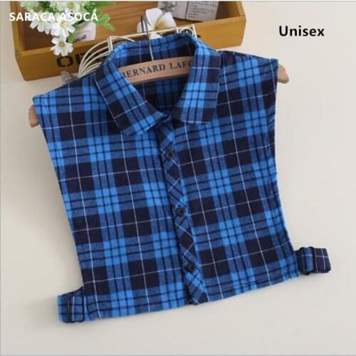 Unisex New Autumn Winter Plaid Shirt Fake Collar Men All Match Elastic Belt Sweater Detachable Collar Women