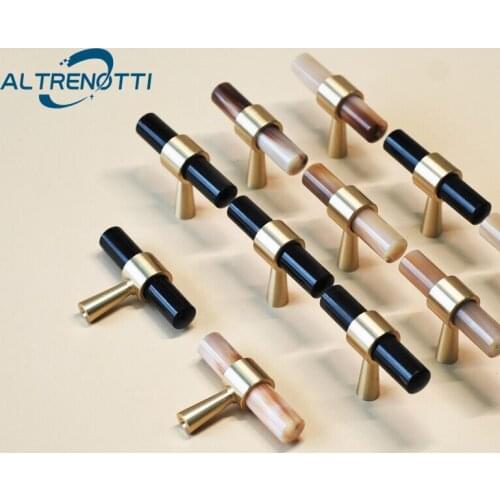 Luxury Furniture Handle Brass Cattle Horn Single Hole Knob For Cabinet Wardrobe Drawer Kitchen Cupboard Room Door Pull Hardware