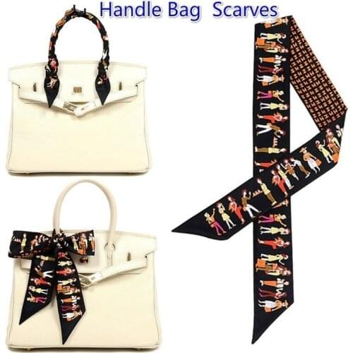 Bag Ribbons Letter Small Silk Scarf for Women Paris Holiday Print Head Scarf Handle Bag Ribbon Long Scarves