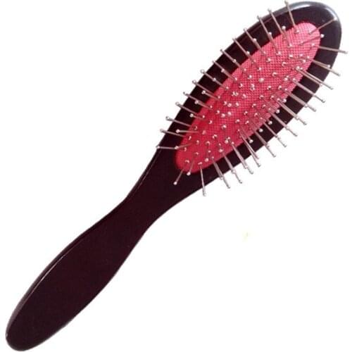 Wooden Handle Detangling Hair Brush Hair Wig Styling Steel Combs Wide-toothed Round Head Massage Brush Reduce Hair Loss Tool