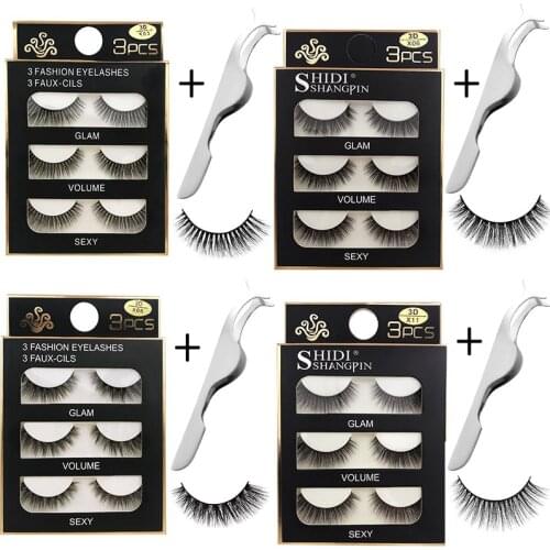 SHIDISHANGPIN eyelashes kit natural false eyelashes 3D mink lashes makeup soft fake eyelash set extension hand made make up kits