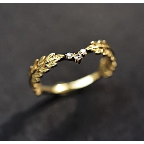 TRACYSWING For Women Elegant Style Leaves Straw Feather Cubic Zirconia Yellow Gold Color Career Gift Fashion Jewelry KCR660